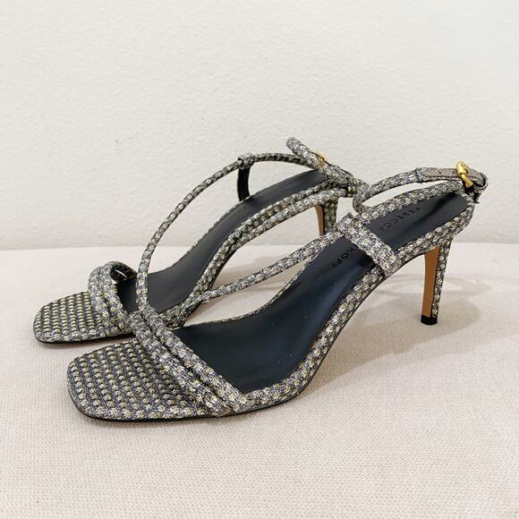 Rebecca Minkoff Nanine Sparkle Metallic Strappy Heels size 7 - Picture 1 of 8